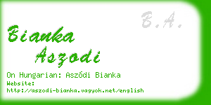 bianka aszodi business card